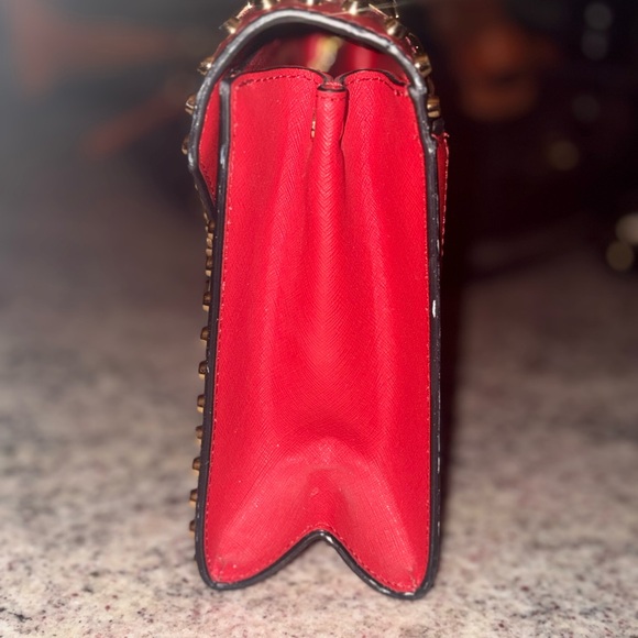 Michael Kors Whitney Bag, Studded on Red and Black leather, Chain Shoulder Bag - Picture 4 of 13